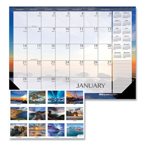 Recycled Earthscapes Desk Pad Calendar, Seascapes Photography, 22 X 17, Black Binding/corners,12-month (jan To Dec): 2024