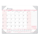 Recycled Monthly Desk Pad Calendar, Breast Cancer Awareness Artwork, 18.5 X 13, Black Binding/corners,12-month(jan-dec): 2024