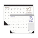 Recycled Zodiac Desk Pad Calendar, Zodiac Artwork, 18.5 X 13, White Sheets, Black Binding/corners, 12-month (jan-dec) 2024