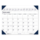 Executive Monthly Desk Pad Calendar, 24 X 19, White/blue Sheets, Blue Corners, 12-month (jan To Dec): 2024