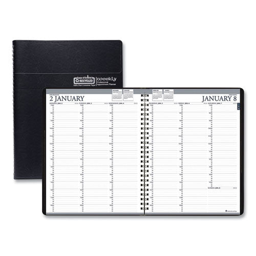 Recycled Professional Weekly Planner, 15-minute Appts, 11 X 8.5, Black Wirebound Soft Cover, 12-month (jan To Dec): 2024