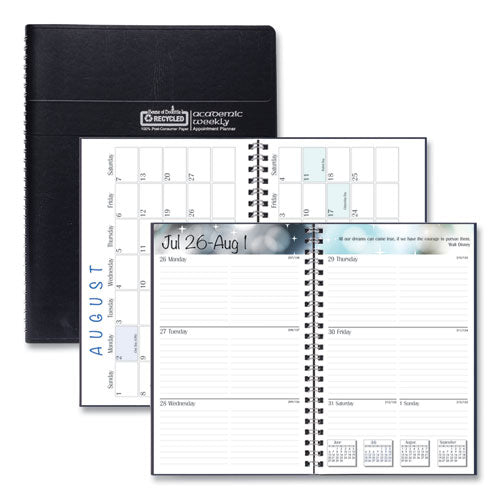 Recycled Academic Weekly/monthly Appointment Planner, 8 X 5, Black Cover, 13-month (aug To Aug): 2023 To 2024