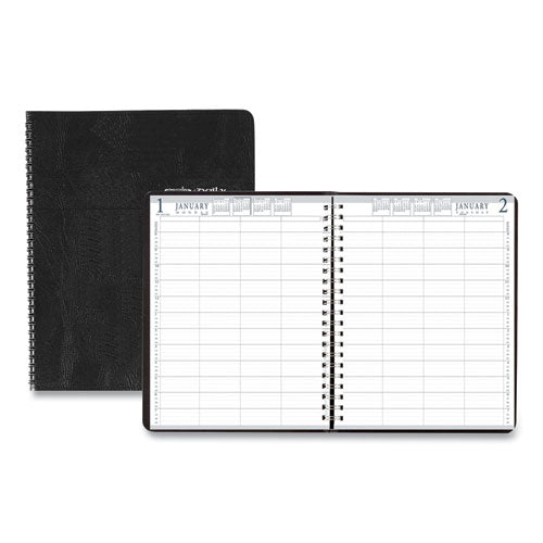 Four-person Group Practice Daily Appointment Book, 11 X 8.5, Black Cover, 12-month (jan To Dec): 2024