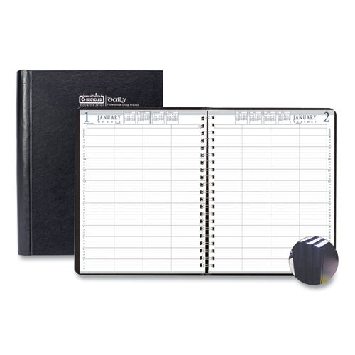 Executive Series Four-person Group Practice Daily Appointment Book, 11 X 8.5, Black Hard Cover, 12-month (jan To Dec): 2024