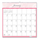 Recycled Monthly Wall Calendar, Breast Cancer Awareness Artwork, 12 X 12, White/pink/gray Sheets, 12-month (jan-dec): 2024