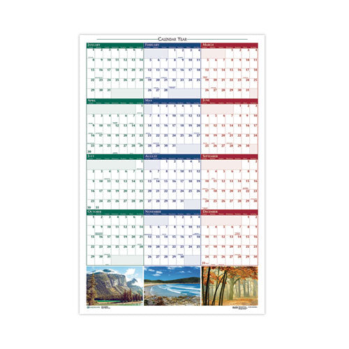 Earthscapes Recycled Reversible/erasable Yearly Wall Calendar, Nature Photos, 18 X 24, White Sheets, 12-month (jan-dec): 2024