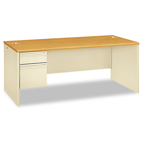 38000 Series Left Pedestal Desk, 72" X 36" X 29.5", Harvest/putty