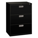 Brigade 600 Series Lateral File, 3 Legal/letter-size File Drawers, Black, 30" X 18" X 39.13"