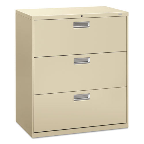 Brigade 600 Series Lateral File, 3 Legal/letter-size File Drawers, Putty, 36" X 18" X 39.13"