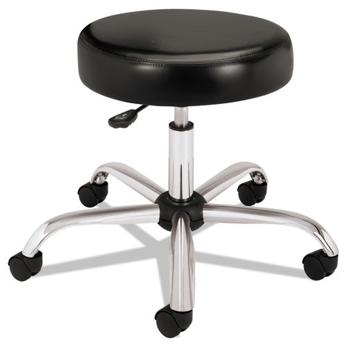 Adjustable Task/lab Stool, Backless, Supports Up To 250 Lb, 17.25" To 22" Seat Height, Black Seat, Steel Base