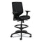 Solve Series Upholstered Back Task Stool, Supports Up To 300 Lb, 23" To 33" Seat Height, Ink Seat/back, Black Base