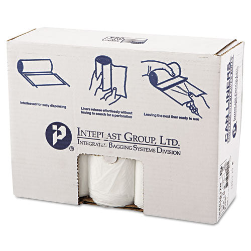 High-density Interleaved Commercial Can Liners, 45 Gal, 17 Microns, 40" X 48", Clear, 25 Bags/roll, 10 Rolls/carton