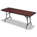 Officeworks Commercial Wood-laminate Folding Table, Rectangular Top, 72w X 30d X 29h, Mahogany