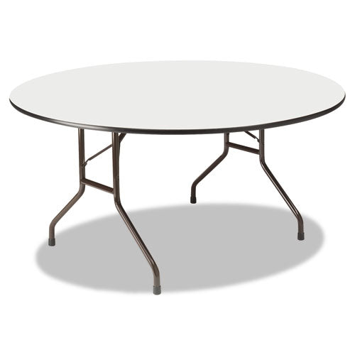 Officeworks Wood Folding Table, Round, 60" Diameter X 29h, Gray Top, Charcoal Base