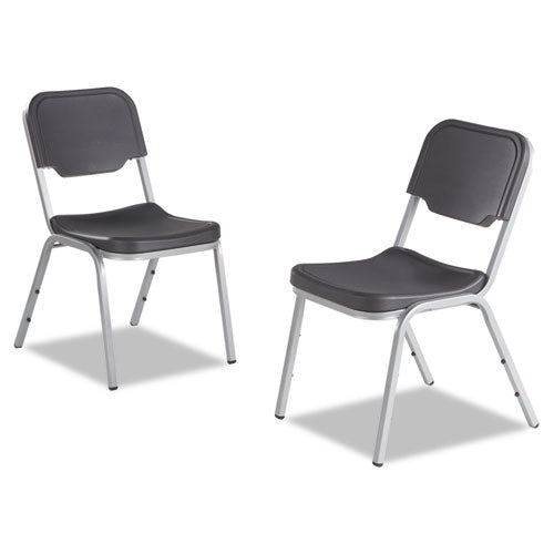 Rough N Ready Stack Chair, Supports Up To 500 Lb, 17.5" Seat Height, Charcoal Seat, Charcoal Back, Silver Base, 4/carton