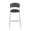 Cafeworks Stool, Supports Up To 225 Lb, 30" Seat Height, Graphite Seat, Graphite Back, Silver Base