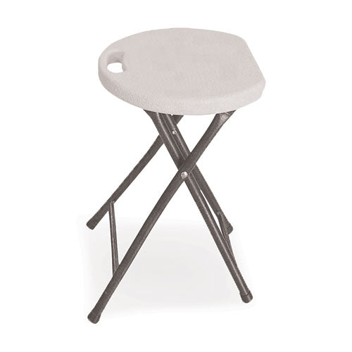 Rough N Ready Folding Stool, Backless, Supports Up To 300 Lb, 26" Seat Height, White Seat, Charcoal Base, 4/carton