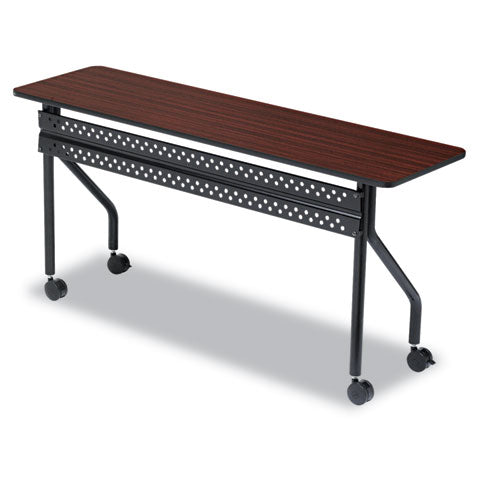 Officeworks Mobile Training Table, Rectangular, 60w X 18d X 29h, Mahogany/black