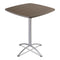 Iland Table, Bistro-height, Square Top, Contoured Edges, 36w X 36d X 42h, Natural Teak/silver