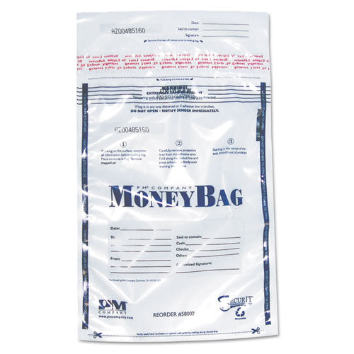 Tamper-evident Deposit Bag, Plastic, 9 X 12, Clear, 100/pack