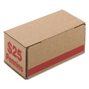 Corrugated Cardboard Coin Storage With Denomination Printed On Side, 8.5 X 4.38 X 3.63, Red