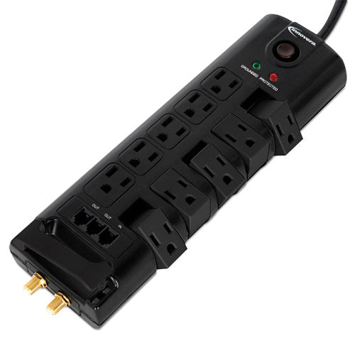 Surge Protector, 10 Ac Outlets, 6 Ft Cord, 2,880 J, Black