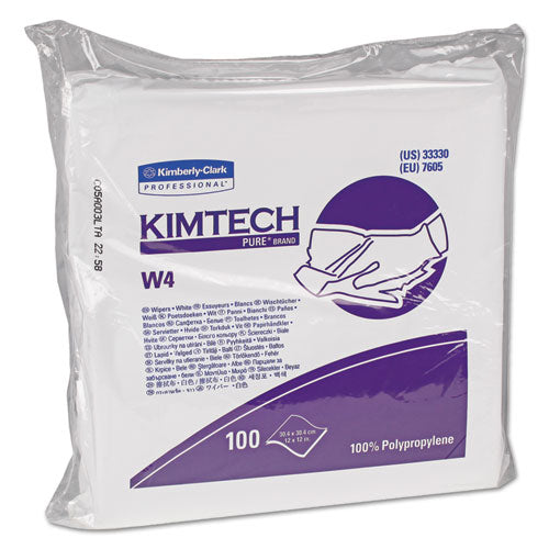 W4 Critical Task Wipers, Flat Double Bag, 12 X 12, Unscented, White, 100/bag, 5 Bags/carton