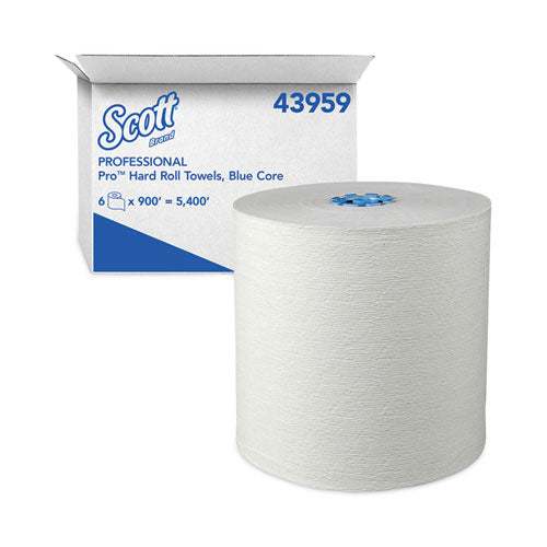 Pro Hard Roll Paper Towels With Absorbency Pockets, For Scott Pro Dispenser, Blue Core Only, 1-ply, 7.5" X 900 Ft, 6 Rolls/ct