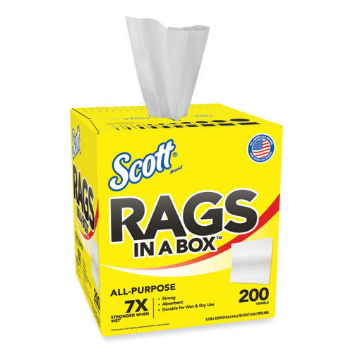 Rags In A Box, Pop-up Box, 12 X 9, White, 200/box, 8 Boxes/carton