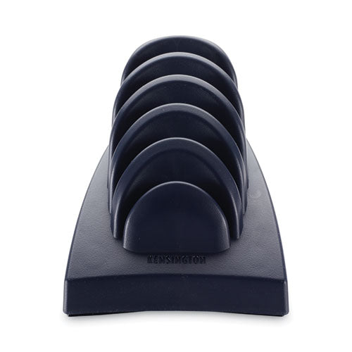 Insight Priority Puck Five-slot Desktop Copyholder, Plastic, Blue