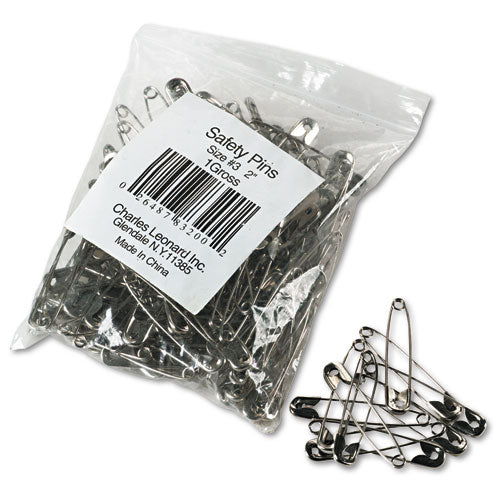 Safety Pins, Nickel-plated, Steel, 2" Length, 144/pack