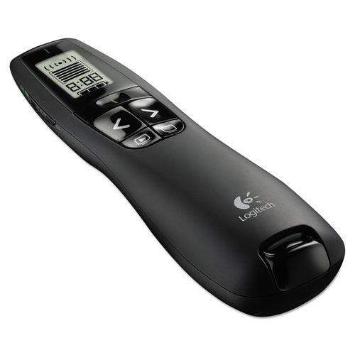 R800 Wireless Laser Presentation Remote W/lcd Display, Class 2, 100 Ft Range, Matte Black