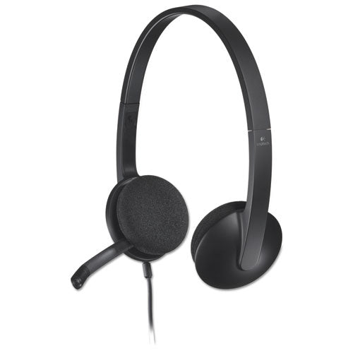 H340 Binaural Over The Head Corded Headset, Black