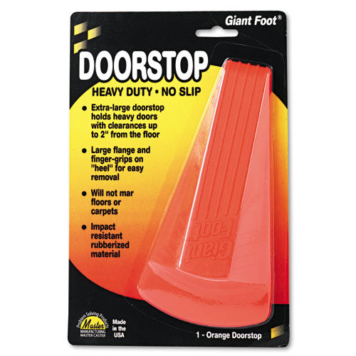 Giant Foot Doorstop, No-slip Rubber Wedge, 3.5w X 6.75d X 2h, Safety Orange