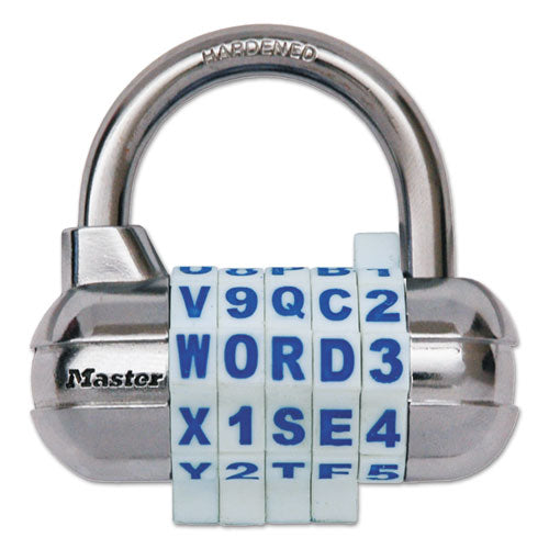 Password Plus Combination Lock, Hardened Steel Shackle, 2.5" Wide, Chrome/assorted