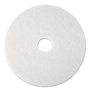 Low-speed Super Polishing Floor Pads 4100, 13" Diameter, White, 5/carton