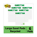 Vertical-orientation Self-stick Easel Pad Value Pack, Green Headband, Unruled, 25 X 30, White, 30 Sheets, 6/carton