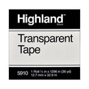 Transparent Tape, 1" Core, 0.5" X 36 Yds, Clear