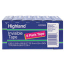 Invisible Permanent Mending Tape, 1" Core, 0.75" X 83.33 Ft, Clear, 6/pack