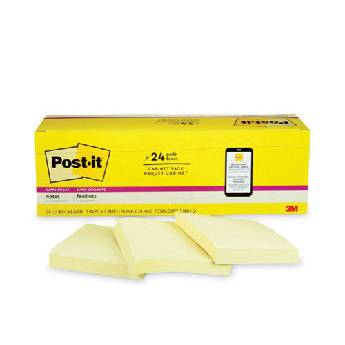 Pads In Canary Yellow, Cabinet Pack, 3" X 3", 90 Sheets/pad, 24 Pads/pack