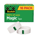 Magic Tape Value Pack, 1" Core, 0.75" X 83.33 Ft, Clear, 16/pack