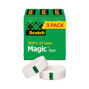 Magic Tape Refill, 1" Core, 0.75" X 83.33 Ft, Clear, 3/pack