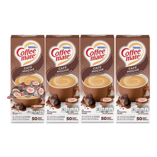 Liquid Coffee Creamer, Cafe Mocha, 0.38 Oz Mini Cups, 50/box, 4 Boxes/carton, 200 Total/carton