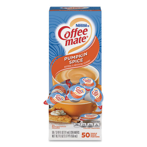 Liquid Coffee Creamer, Pumpkin Spice, 0.38 Oz Mini Cups, 50/box