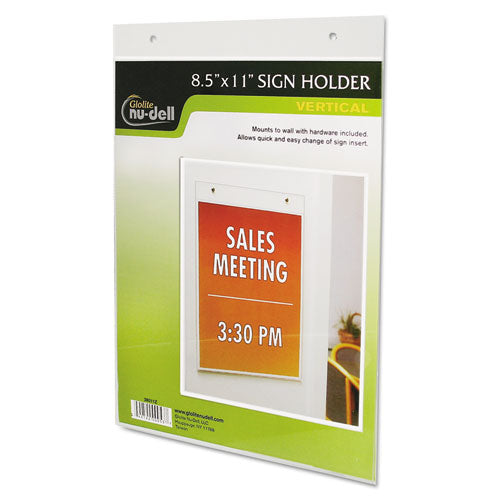 Clear Plastic Sign Holder, Wall Mount, 8.5 X 11