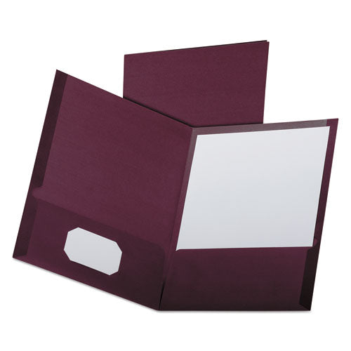 Linen Finish Twin Pocket Folders, 100-sheet Capacity, 11 X 8.5, Burgundy, 25/box