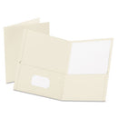 Twin-pocket Folder, Embossed Leather Grain Paper, 0.5" Capacity, 11 X 8.5, White, 25/box