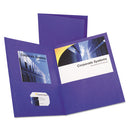 Twin-pocket Folder, Embossed Leather Grain Paper, 0.5" Capacity, 11 X 8.5, Purple, 25/box