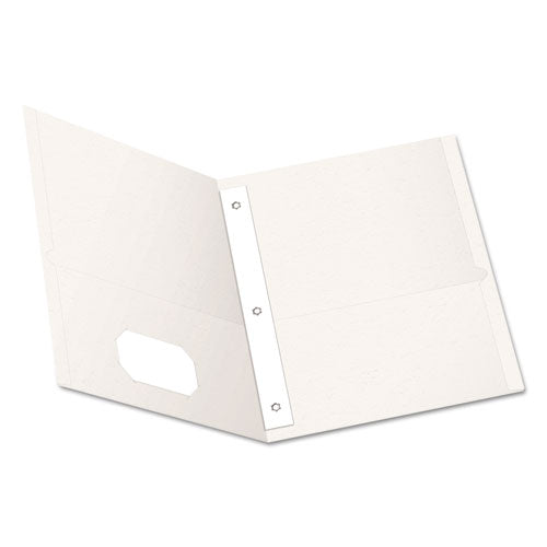 Twin-pocket Folders With 3 Fasteners, 0.5" Capacity, 11 X 8.5, White, 25/box