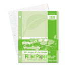 Ecology Filler Paper, 3-hole, 8.5 X 11, Medium/college Rule, 150/pack